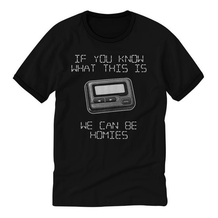 Retro Pager 90s Nostalgia Unisex Cotton Ringer T-Shirt
