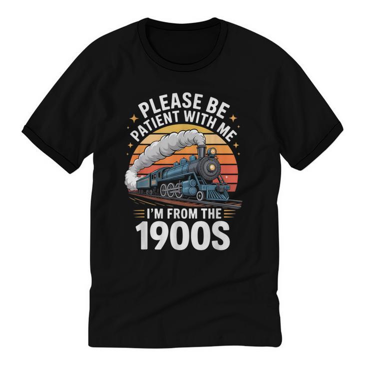 Retro Please Be Patient With Me I'm From The 1900s Train Unisex Cotton Ringer T-Shirt