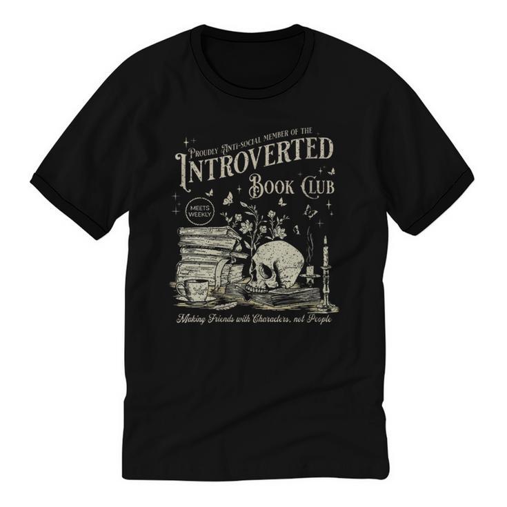 Retro Proud Anti Social Member Of Introverted Book Club Unisex Cotton Ringer T-Shirt