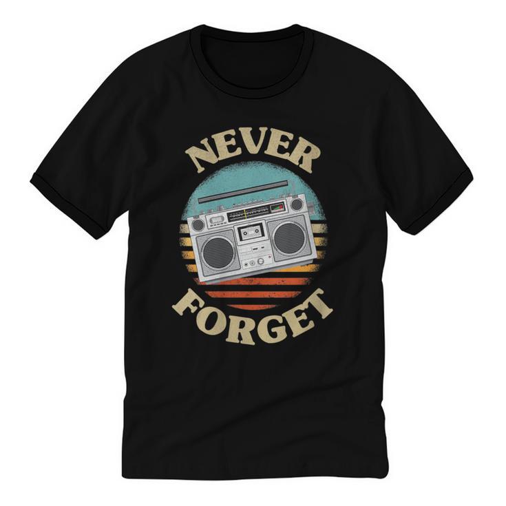 Retro Radio Never Forget Nostalgia Vintage Unisex Cotton Ringer T-Shirt