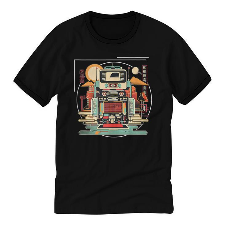 Retro Tech Stack 80s 90s Nostalgia Analog Devices Unisex Cotton Ringer T-Shirt