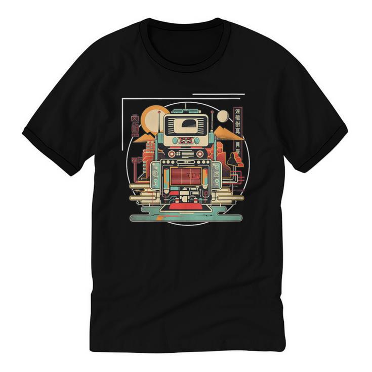 Retro Tech Stack 80s 90s Nostalgia Analog Devices Unisex Cotton Ringer T-Shirt