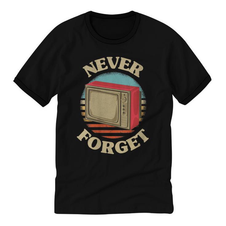 Retro TV Never Forget Nostalgia Vintage Unisex Cotton Ringer T-Shirt