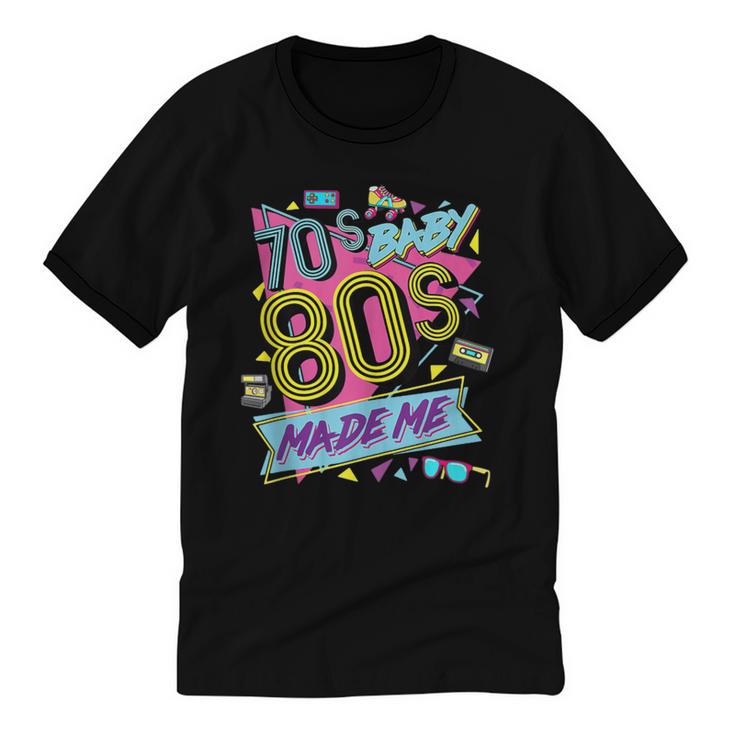 Retro Vintage 70's Baby 80's Made Me Nostalgia Classic Unisex Cotton Ringer T-Shirt