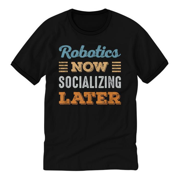 Robotics Now Minimal Socializing Introvert Vintage Unisex Cotton Ringer T-Shirt