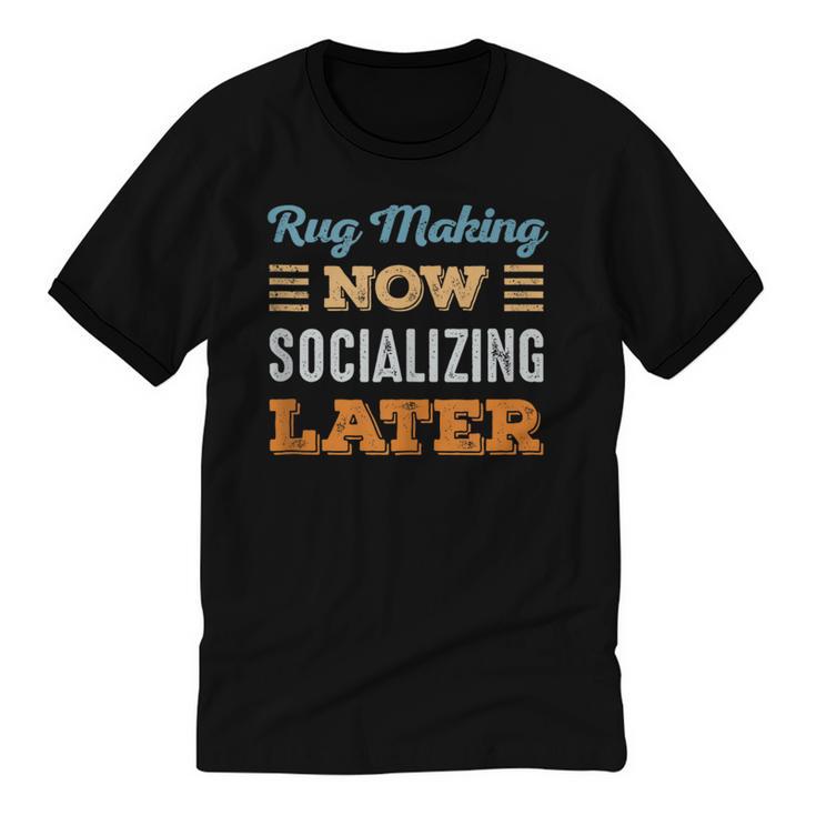 Rug Makin Now Minimal Socializing Introvert Vintage Unisex Cotton Ringer T-Shirt