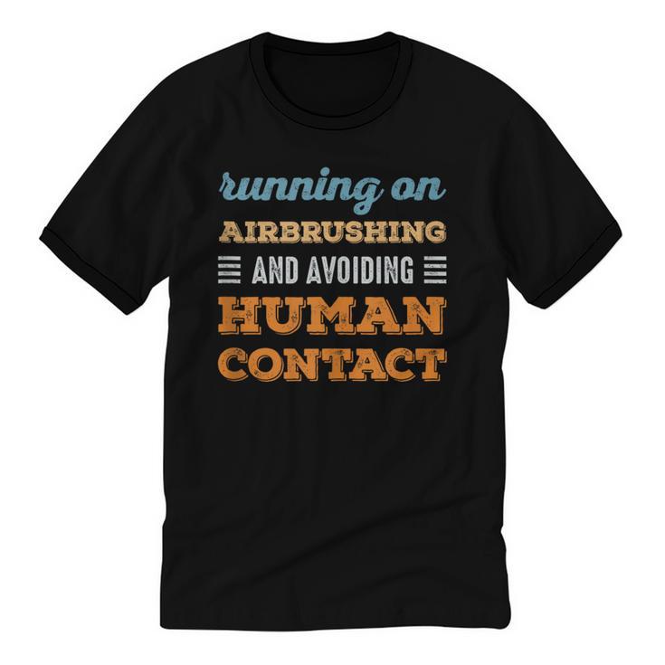 Running On Airbrushing Social Introvert Humor Vintage Unisex Cotton Ringer T-Shirt