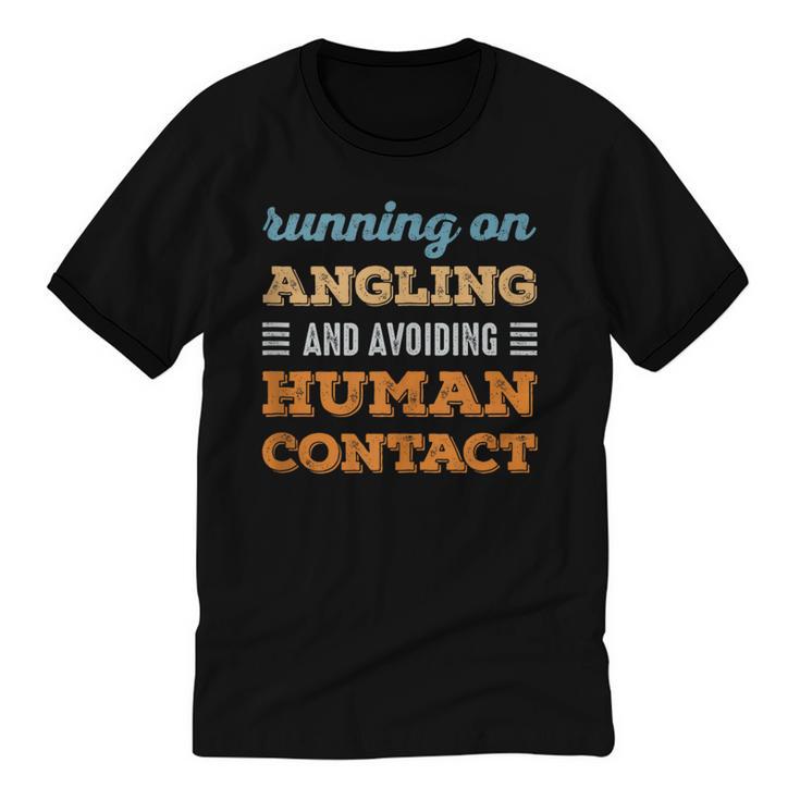Running On Angling Social Introvert Humor Vintage Unisex Cotton Ringer T-Shirt
