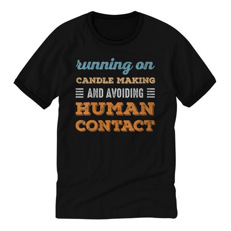 Running On Candle Making Social Introvert Humor Vintage Unisex Cotton Ringer T-Shirt