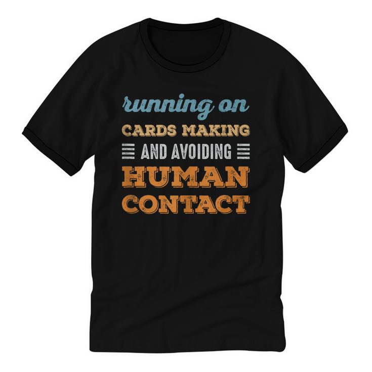 Running On Cards Making Social Introvert Humor Vintage Unisex Cotton Ringer T-Shirt