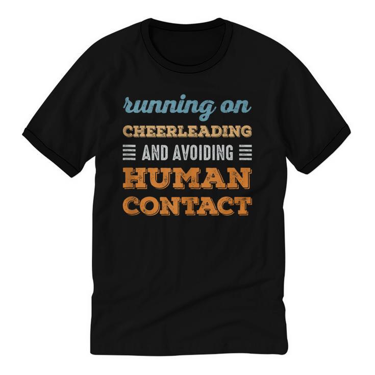 Running On Cheerleading Social Introvert Humor Vintage Unisex Cotton Ringer T-Shirt