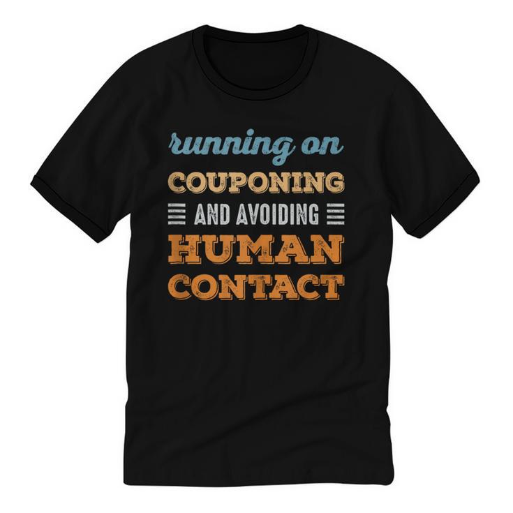 Running On Couponing Social Introvert Humor Vintage Unisex Cotton Ringer T-Shirt