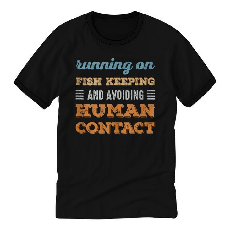 Running On Fish Keeping Social Introvert Humor Vintage Unisex Cotton Ringer T-Shirt