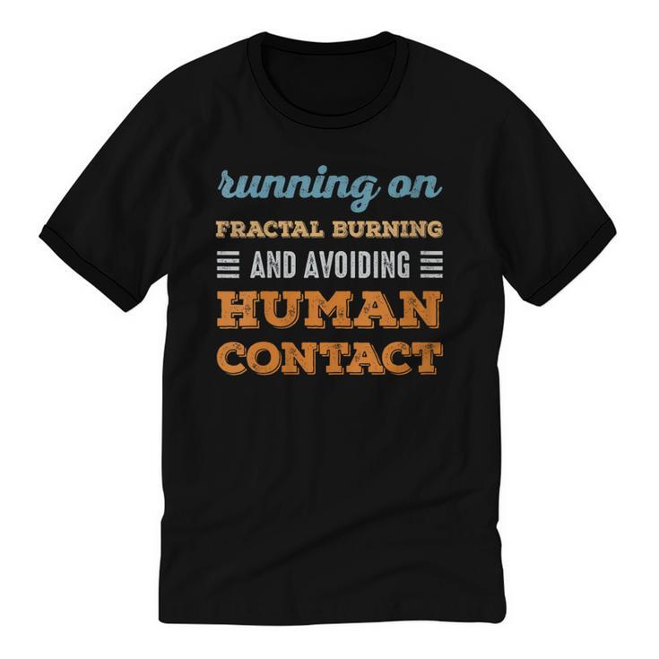 Running On Fractal Burning Social Introvert Humor Vintage Unisex Cotton Ringer T-Shirt