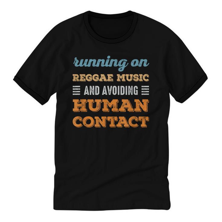 Running On Reggae Music Social Introvert Humor Vintage Unisex Cotton Ringer T-Shirt