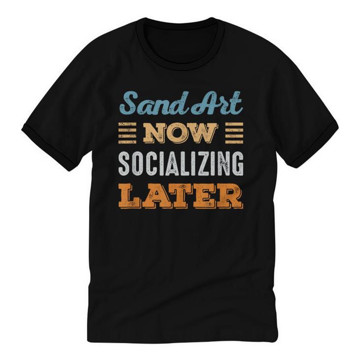 Sand Art Now Minimal Socializing Introvert Vintage Unisex Cotton Ringer T-Shirt
