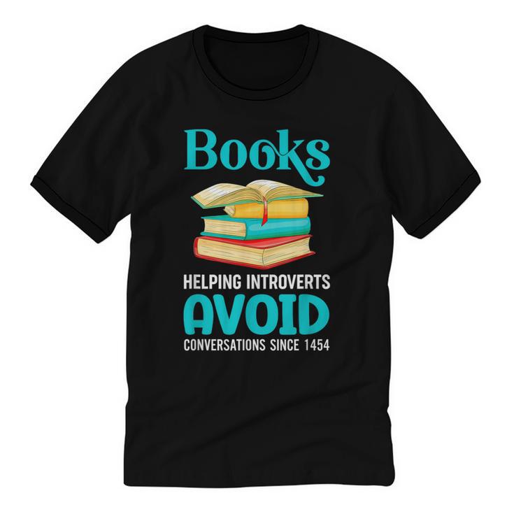 Sarcastic Books Anti Social Introvert Book Conversation Unisex Cotton Ringer T-Shirt