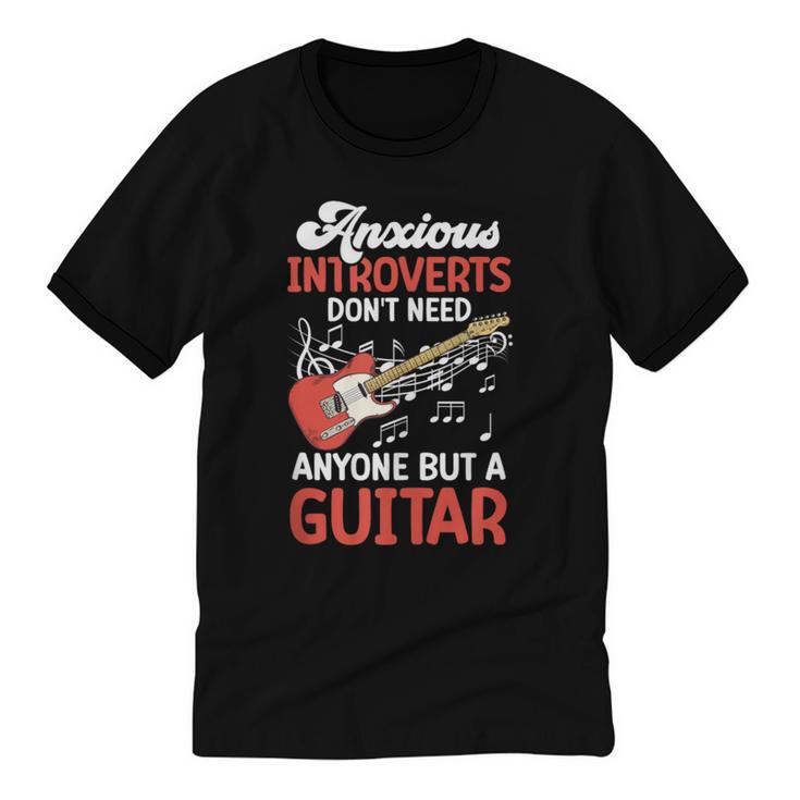 Sarcastic Introvert Need Guitar Sad Song Introvert Guitarist Unisex Cotton Ringer T-Shirt