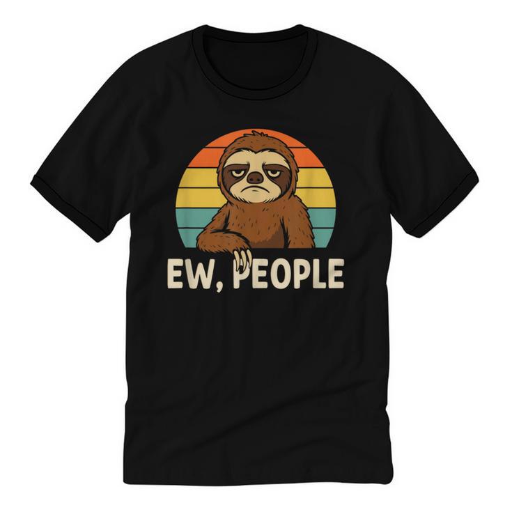 Sarcastic Sloth Introvert Anti Social Unisex Cotton Ringer T-Shirt