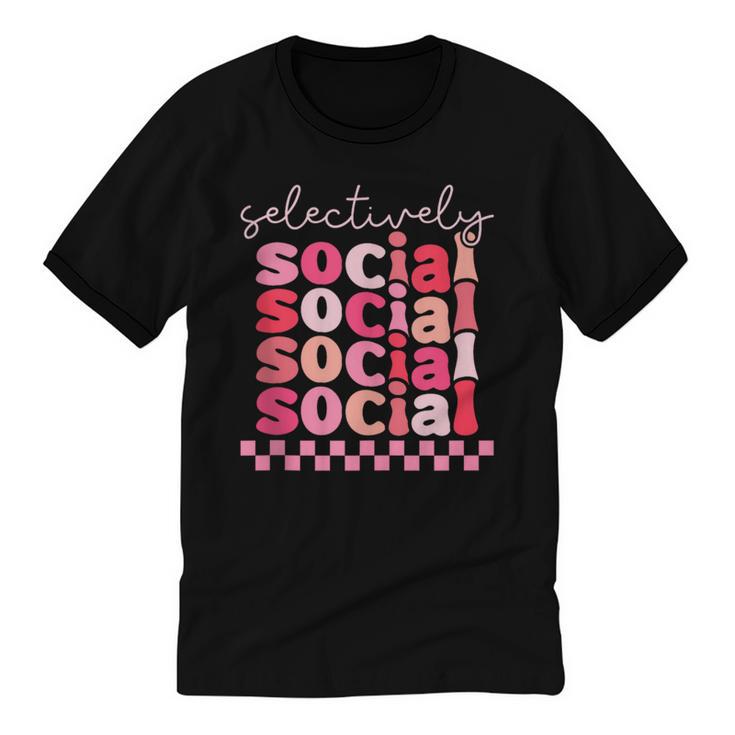 Selectively Social Sarcastic Introvert Humor Unisex Cotton Ringer T-Shirt