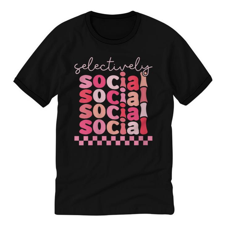 Selectively Social Sarcastic Introvert Humor Unisex Cotton Ringer T-Shirt