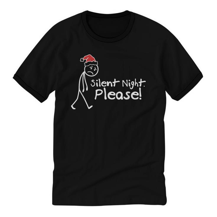 Silent Night Please Christmas Introvert Unisex Cotton Ringer T-Shirt
