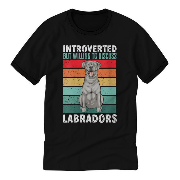 Silver Labrador Retriever Introvert Silver Lab Unisex Cotton Ringer T-Shirt