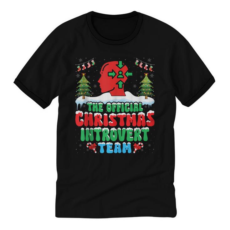 Snow Christmas Introvert Team Introverted Introvert Xmas Unisex Cotton Ringer T-Shirt