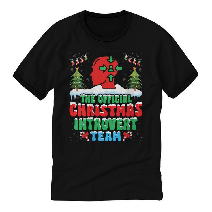Snow Christmas Introvert Team Introverted Introvert Xmas Unisex Cotton Ringer T-Shirt