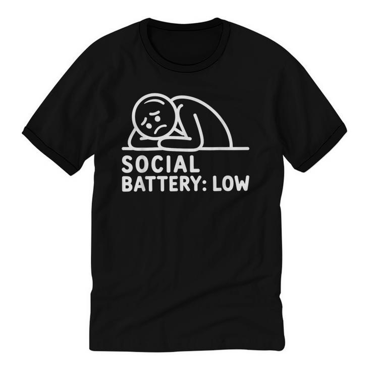 Social Battery Low Apparel Introvert Humor Unisex Cotton Ringer T-Shirt