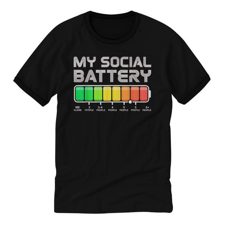 Social Battery Low Energy Antisocial Introvert Unisex Cotton Ringer T-Shirt
