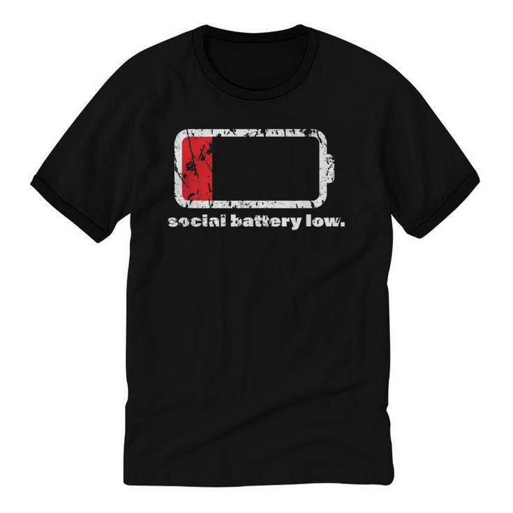 Social Battery Low Introvert Unisex Cotton Ringer T-Shirt