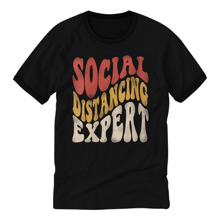 Social Distancing Expert Introvert Unisex Cotton Ringer T-Shirt