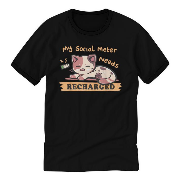 Social Meter Recharge Social Meter For Introverts Unisex Cotton Ringer T-Shirt