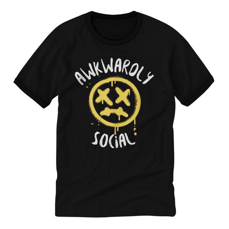 Socially Awkward Introvert Social Anxious Awkwardly Social Unisex Cotton Ringer T-Shirt