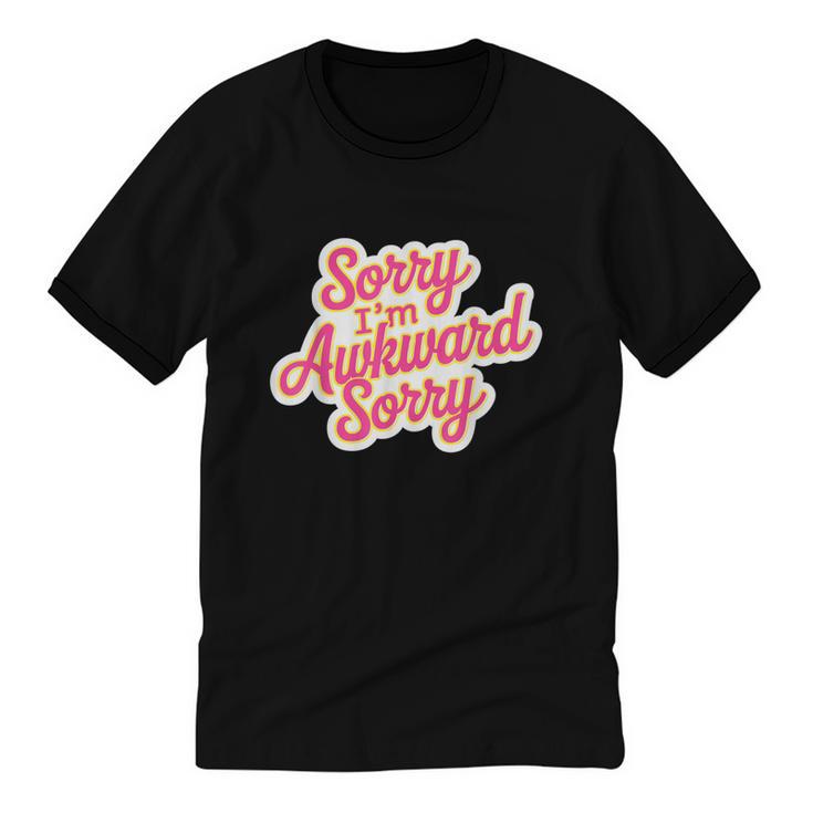Sorry I'm Awkward Sorry Introvert Humor Unisex Cotton Ringer T-Shirt