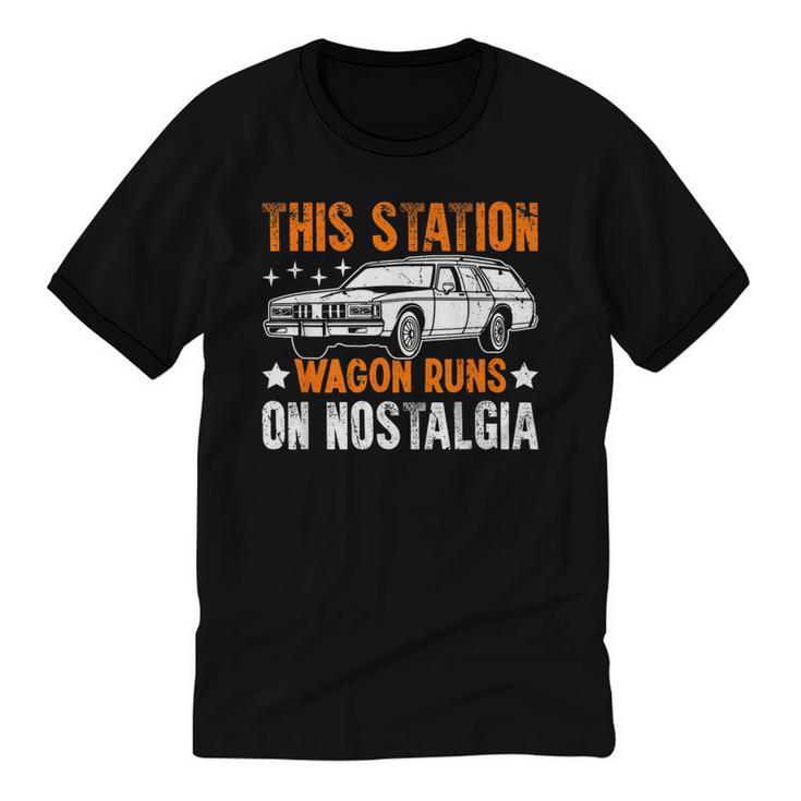 This Station Wagon Runs On Nostalgia Wagon Unisex Cotton Ringer T-Shirt