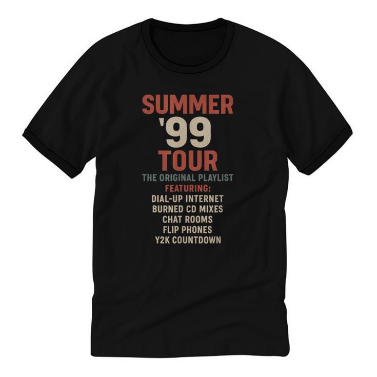 Summer 99 Tour Original Playlist Retro Nostalgia Unisex Cotton Ringer T-Shirt