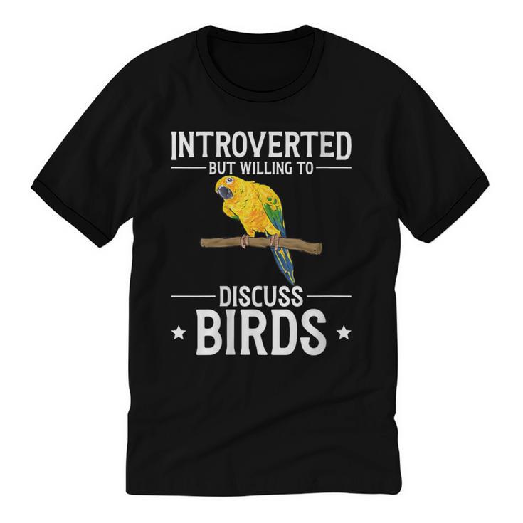 Sun Conure Introvert Parrot Bird Sun Conure Unisex Cotton Ringer T-Shirt
