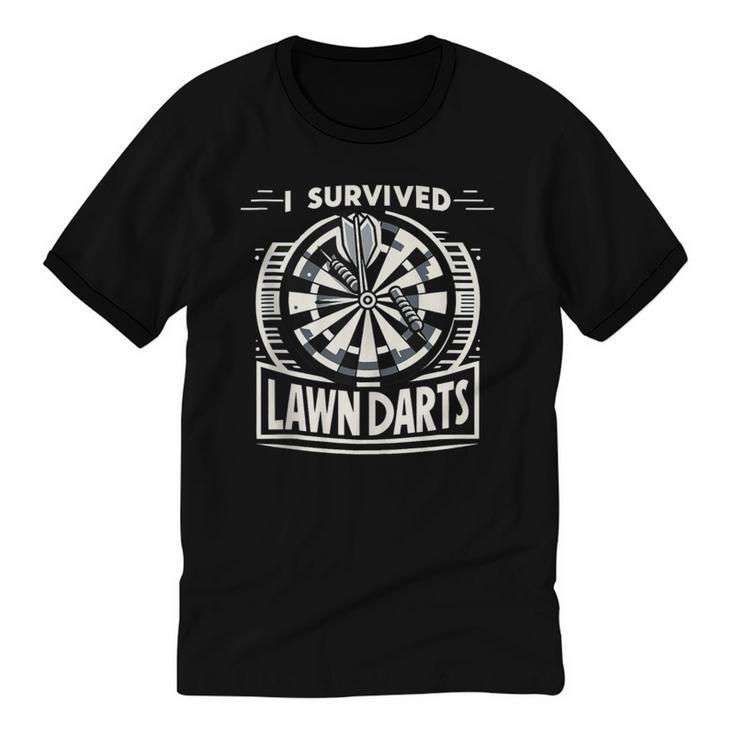 I Survived Lawn Darts Classic Yard Nostalgia Game Fun Unisex Cotton Ringer T-Shirt
