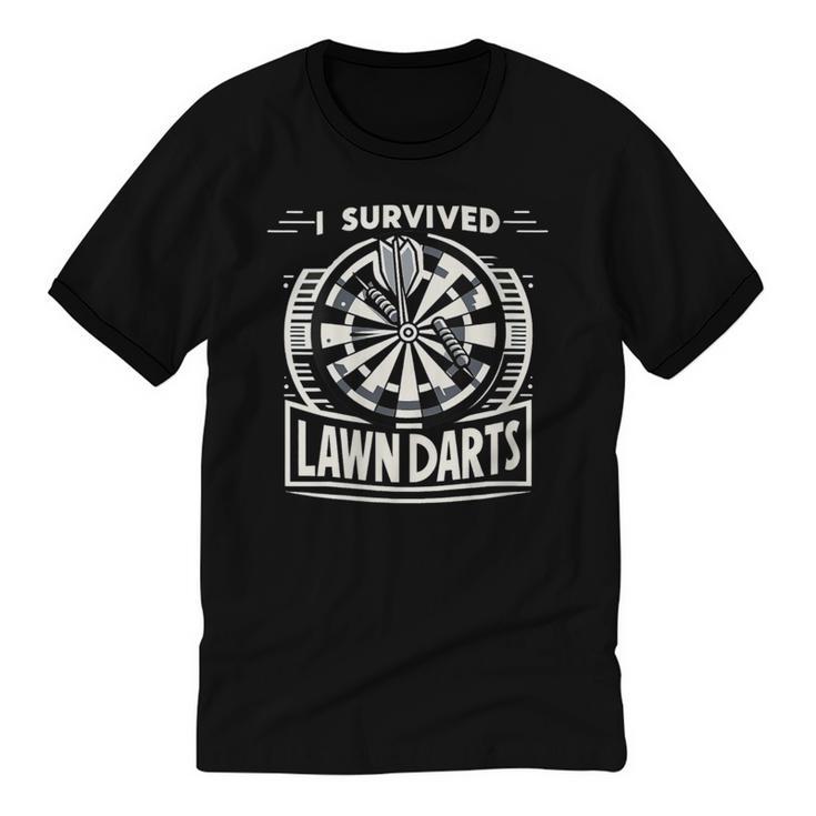 I Survived Lawn Darts Classic Yard Nostalgia Game Fun Unisex Cotton Ringer T-Shirt