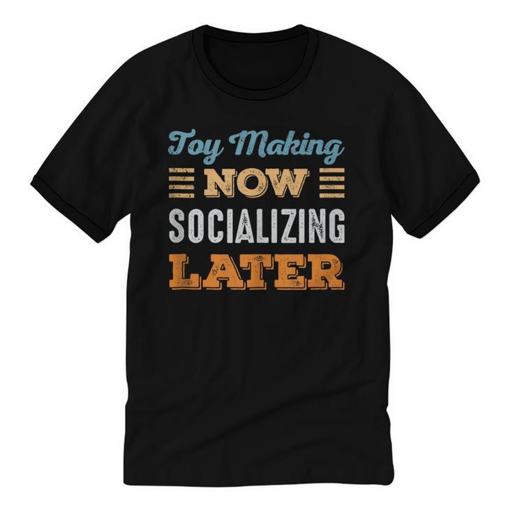 Toy Making Now Minimal Socializing Introvert Vintage Unisex Cotton Ringer T-Shirt