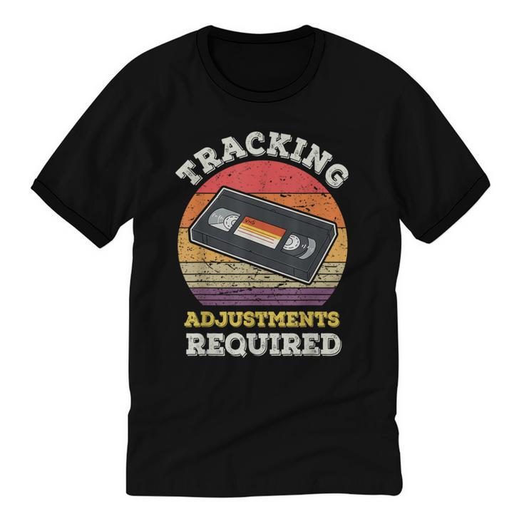 Tracking Adjustments Required Nostalgia VHS Retro Tape Unisex Cotton Ringer T-Shirt
