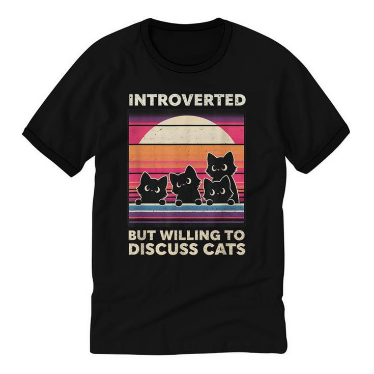 Unique Art For Introverted Cat Fans -Adults Cat Humorous Introvert Small Unisex Cotton Ringer T-Shirt