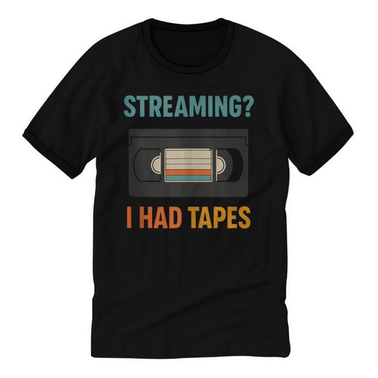 VHS Cassette Tape Retro 80s 90s Nostalgia Unisex Cotton Ringer T-Shirt
