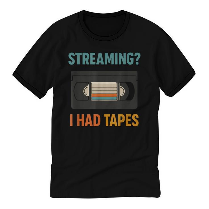 VHS Cassette Tape Retro 80s 90s Nostalgia Unisex Cotton Ringer T-Shirt