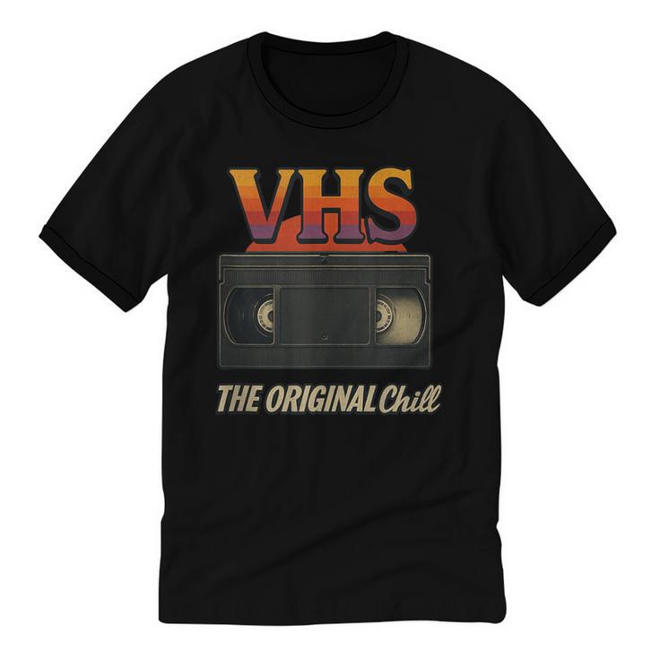 VHS Tape Nostalgia Old School Technology Humor Unisex Cotton Ringer T-Shirt