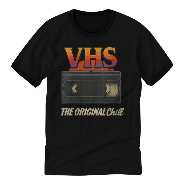 VHS Tape Nostalgia Old School Technology Humor Unisex Cotton Ringer T-Shirt