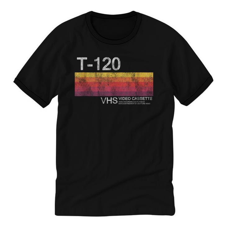 Video Cassette Tape VHS 80s 90s Nostalgia Costume Unisex Cotton Ringer T-Shirt