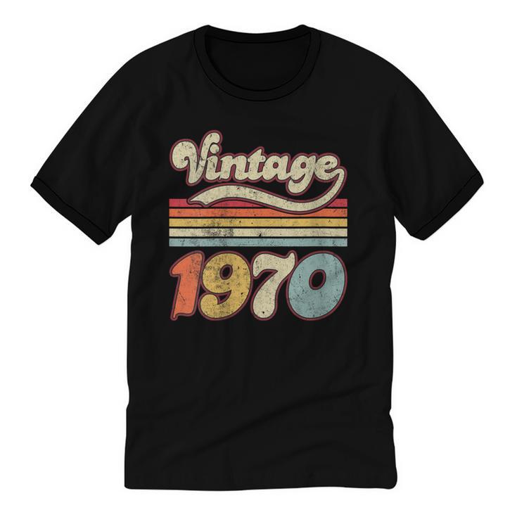 Vintage 1970 Birthday Retro Style 70's Born Nostalgia Outfit Unisex Cotton Ringer T-Shirt